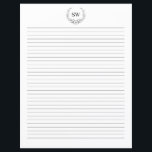 Minimalistisch Floral Wreath Monogram briefpapier<br><div class="desc">Minimalistisch Floral Wreath Monogram briefpapier</div>