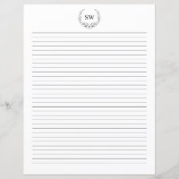 Minimalistisch Floral Wreath Monogram briefpapier