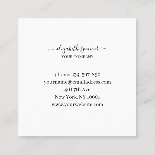 Minimalistisch florale  Business- Visitenkarte Vierkante Visitekaartje (Achterkant)