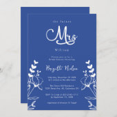 Minimalistisch Florals Modern Delft Blue Vrijgezel Kaart (Voorkant / Achterkant)