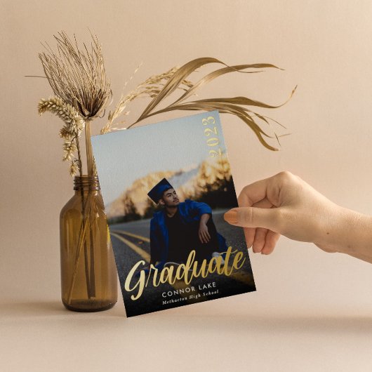 Minimalistisch Folie Foto Verticaal Afstuderen nod Folie Feestdagenkaart