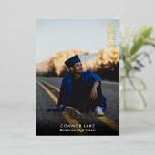 Minimalistisch Folie Foto Verticaal Afstuderen nod Folie Feestdagenkaart (Staand Voorkant)