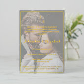 Minimalistisch Folie van Monogram Foto Weddenschap Folie Uitnodiging (Staand Voorkant)