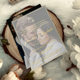 Minimalistisch Folie van Monogram Foto Weddenschap Uitnodiging