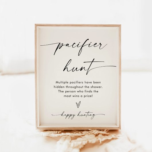 Minimalistisch fopspeenjachtteken | Neutral Baby G Poster