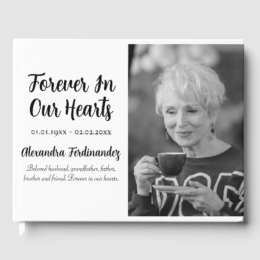 Minimalistisch forever in onze hartfoto begrafenis gastenboek (Voorkant)