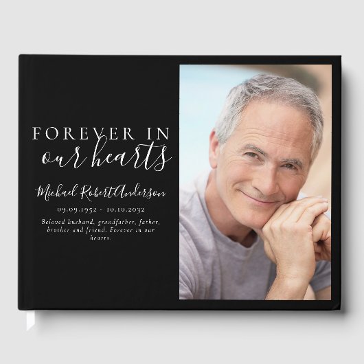 Minimalistisch forever in onze hartfoto begrafenis gastenboek (Voorkant)