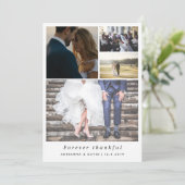 Minimalistisch forever Thankful Couple Photo Wedde Bedankkaart (Staand voorkant)
