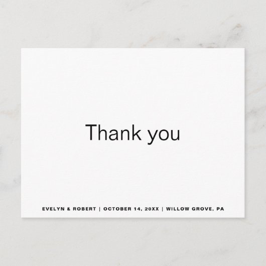 Minimalistisch formeel huwelijk Dank u Briefkaart (Voorkant)