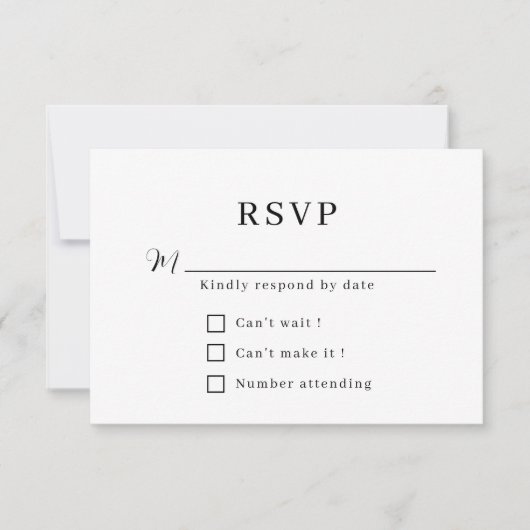 Minimalistisch formeel huwelijk RSVP kaartje (Voorkant)