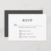Minimalistisch formeel huwelijk RSVP kaartje (Voorkant / Achterkant)