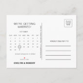 Minimalistisch formeel huwelijk sparen de Datum Ka Aankondigingskaart (Achterkant)