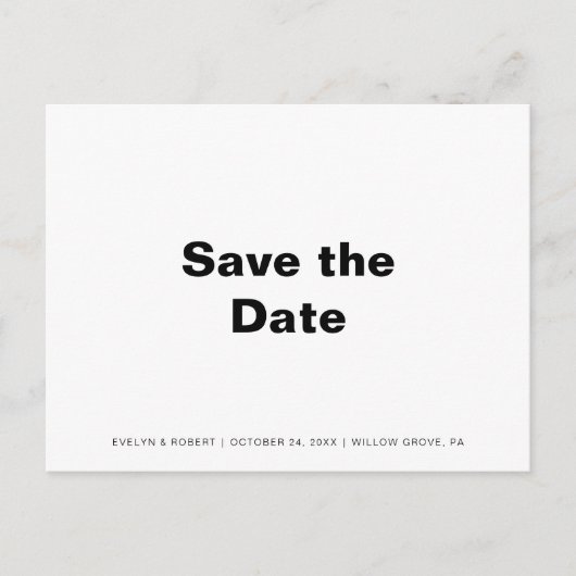 Minimalistisch formeel huwelijk sparen de Datum Ka Aankondigingskaart (Voorkant)