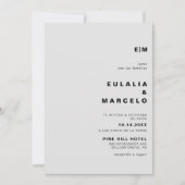 Minimalistisch formeel Initiaal Black Boda Wedding Kaart (Voorkant)