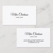 Minimalistisch formeel zwart-wit kalligrafiescript visitekaartje (Voorkant / Achterkant)