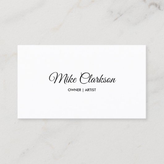 Minimalistisch formeel zwart-wit kalligrafiescript visitekaartje (Voorkant)