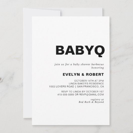 Minimalistisch Formele BabyQ-Baby shower Barbecue Kaart (Voorkant)