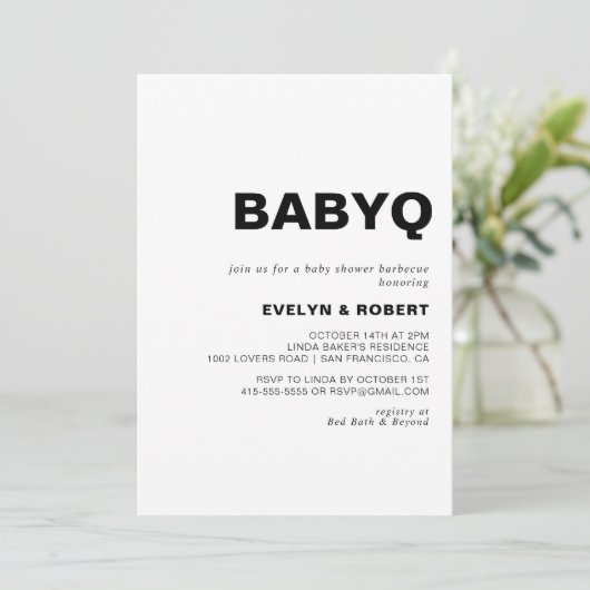 Minimalistisch Formele BabyQ-Baby shower Barbecue Kaart (Staand voorkant)