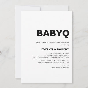 Minimalistisch Formele BabyQ-Baby shower Barbecue Kaart
