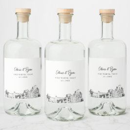 Minimalistisch Fort Worth Wedding Custom Likeurfles Etiket