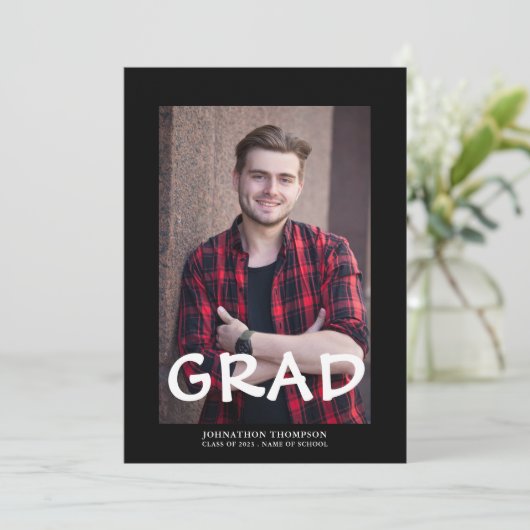 Minimalistisch foto-Afstuderen Aankondiging (Staand voorkant)