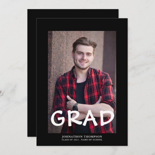 Minimalistisch foto-Afstuderen Aankondiging (Voorkant / Achterkant)