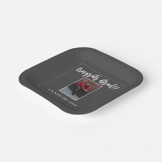 Minimalistisch foto Afstuderen | Grijs Papieren Bordje (Gebogen)