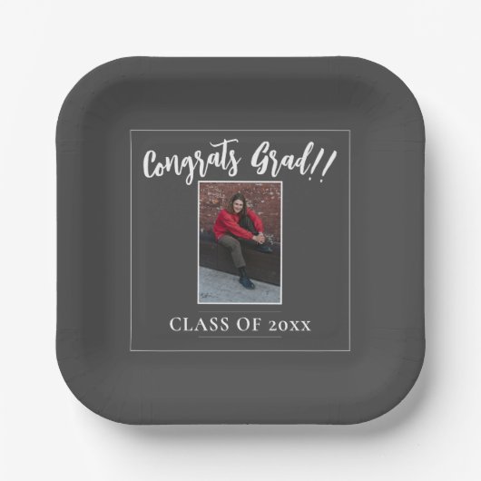 Minimalistisch foto Afstuderen | Grijs Papieren Bordje (Voorkant)