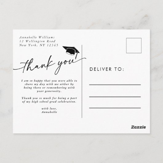 Minimalistisch foto-Afstuderen Hartelijk dank Briefkaart (Achterkant)