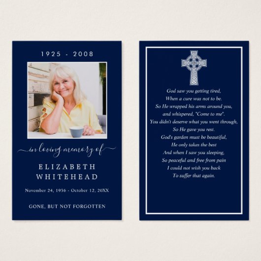 Minimalistisch foto-begrafenis Celtic Prayer Kaart (Voorkant /achterkant)