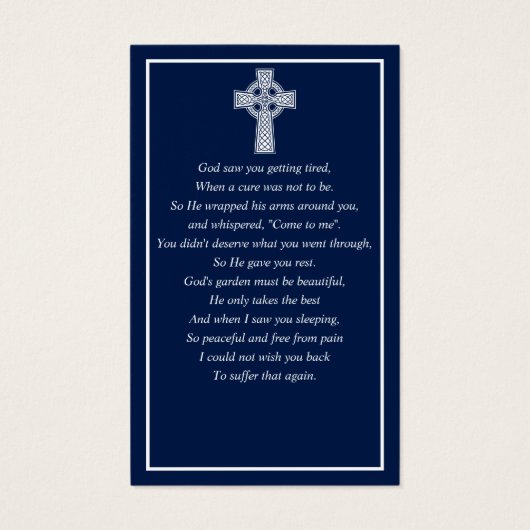 Minimalistisch foto-begrafenis Celtic Prayer Kaart (Achterkant)