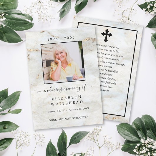 Minimalistisch foto begrafenis gebeden marmer Gold Kaart