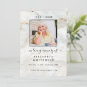 Minimalistisch foto begrafenis gebeden marmer Gold Kaart (Staand voorkant)