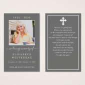 Minimalistisch foto-begrafenis Prayer Gray Card Visitekaartje (Voorkant /achterkant)