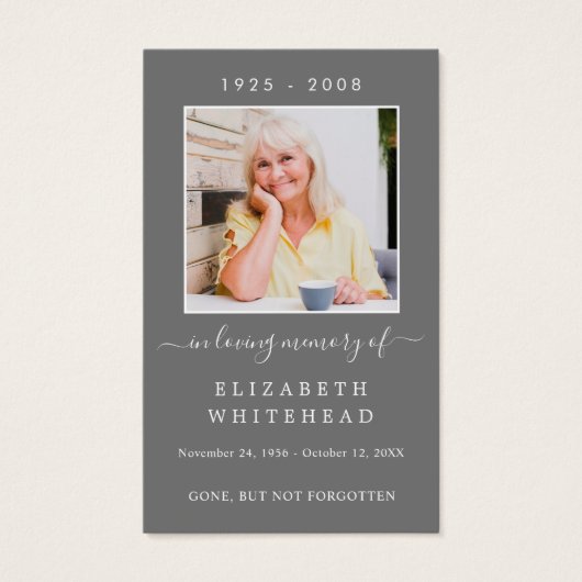 Minimalistisch foto-begrafenis Prayer Gray Card Visitekaartje (Voorkant)