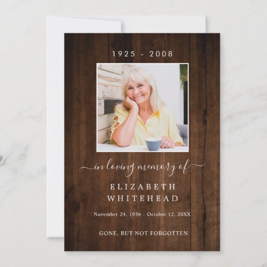 Minimalistisch foto begrafenis Prayer Rustic Wood Kaart (Voorkant)