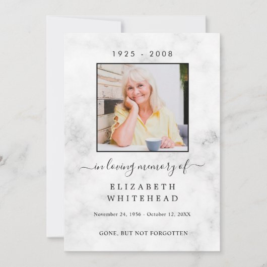 Minimalistisch foto-begrafenisgebed kaart (Voorkant)