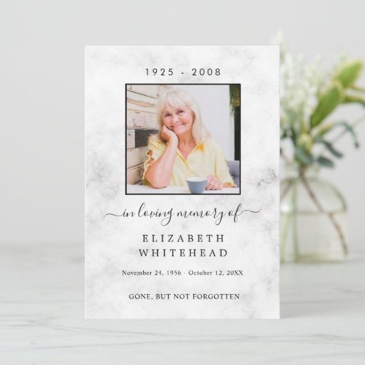 Minimalistisch foto-begrafenisgebed kaart (Staand voorkant)