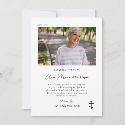 Minimalistisch foto orthodox Christelijk monument Bedankkaart (Voorkant)