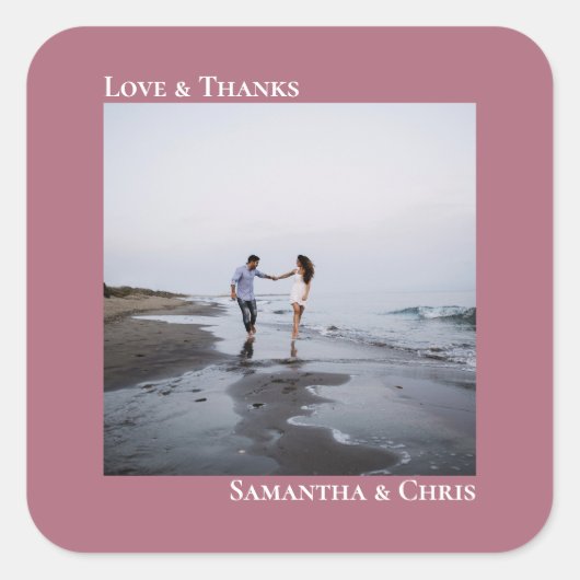 Minimalistisch foto-Roos met kledingliefde en Beda Vierkante Sticker (Voorkant)