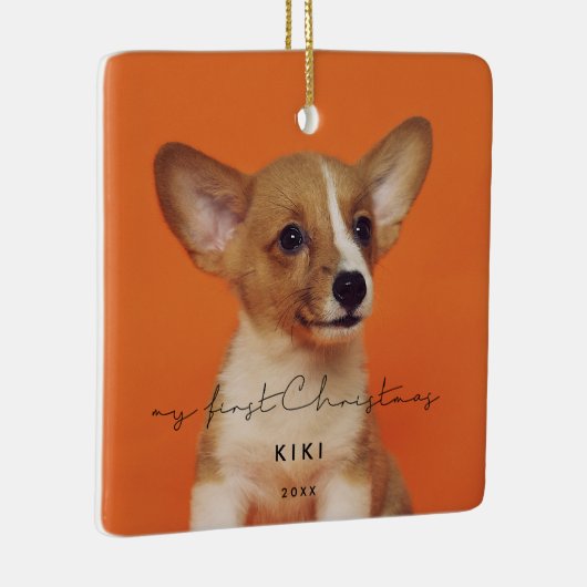 Minimalistisch foto van mijn eerste kerstfoto keramisch ornament (Rechts)