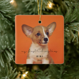 Minimalistisch foto van mijn eerste kerstfoto keramisch ornament