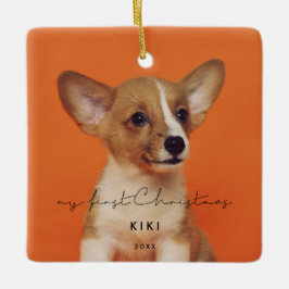 Minimalistisch foto van mijn eerste kerstfoto keramisch ornament