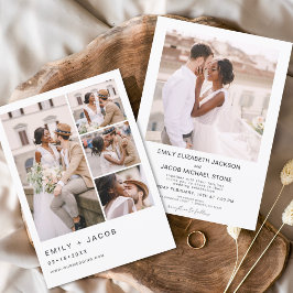 Minimalistisch foto van vijf foto White Wedding Kaart