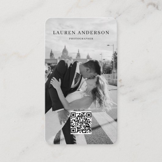 Minimalistisch foto-Visitekaartje met QR-code Visitekaartje (Voorkant)