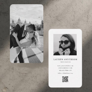 Minimalistisch foto-Visitekaartje met QR-code Visitekaartje
