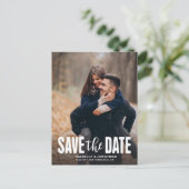 Minimalistisch foto zwart sparen de Datum Aankondigingskaart (Staand voorkant)