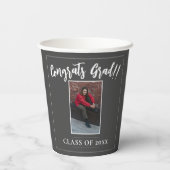 Minimalistisch fotoafstudeerfeest | Grijs Papieren Bekers (Achterkant)