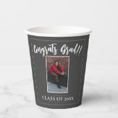 Minimalistisch fotoafstudeerfeest | Grijs Papieren Bekers (Voorkant)
