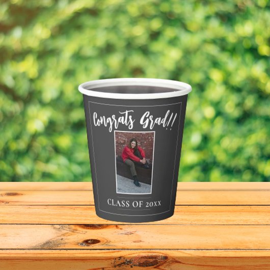 Minimalistisch fotoafstudeerfeest | Grijs Papieren Bekers